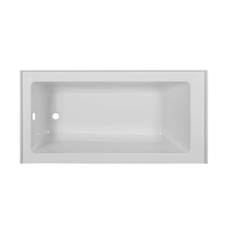 66-Inch White Acrylic Rectangular Soaking Bathtub with Apron Front
