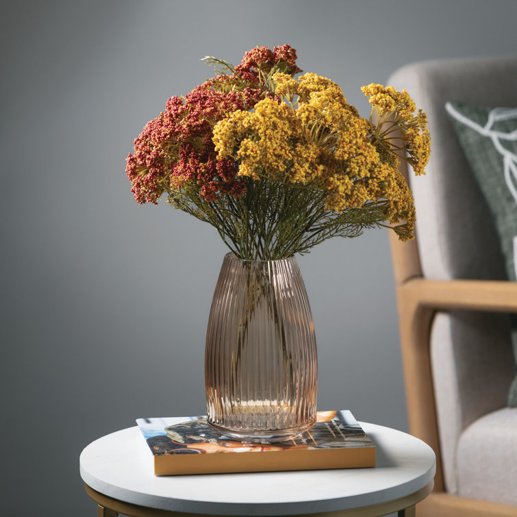 Amber Ribbed Glass 8'' Decorative Table Vase