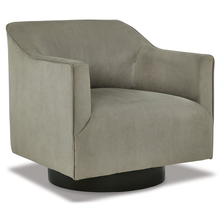 Putty Faux Leather Swivel Accent Chair with Metal Base