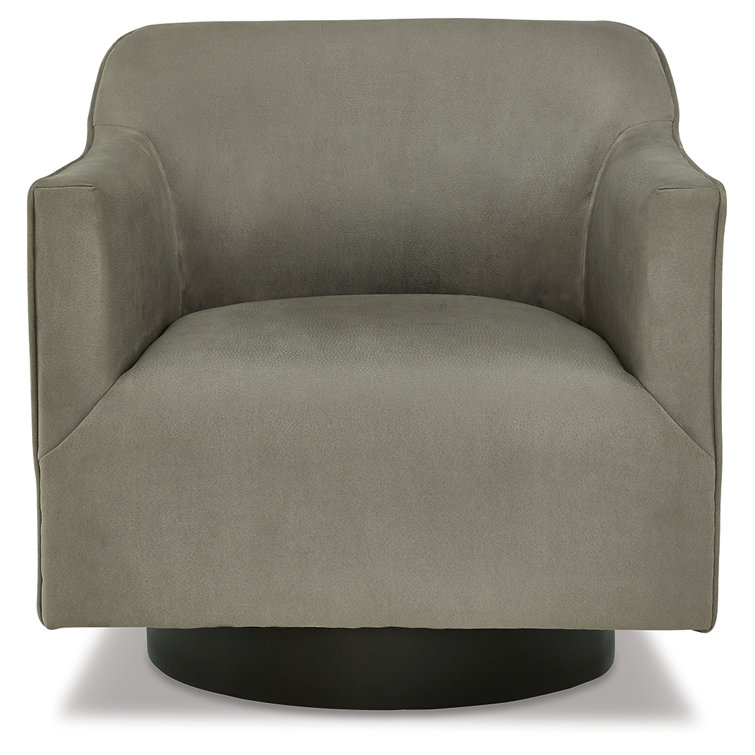 Putty Faux Leather Swivel Accent Chair with Metal Base