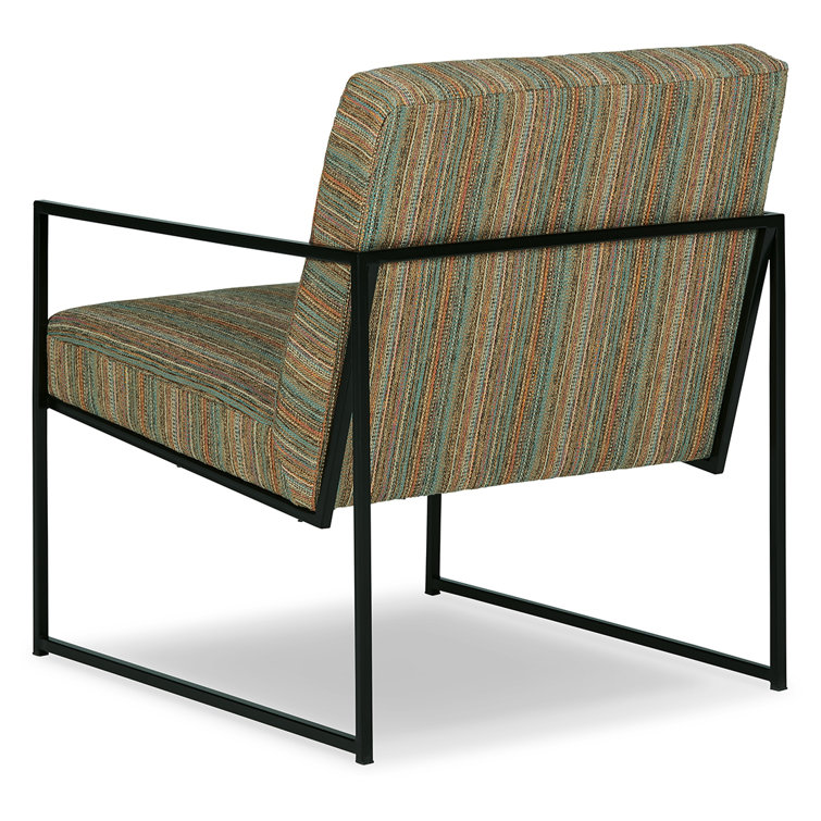 Contemporary Aniak Velvet Accent Chair in Blue and Beige