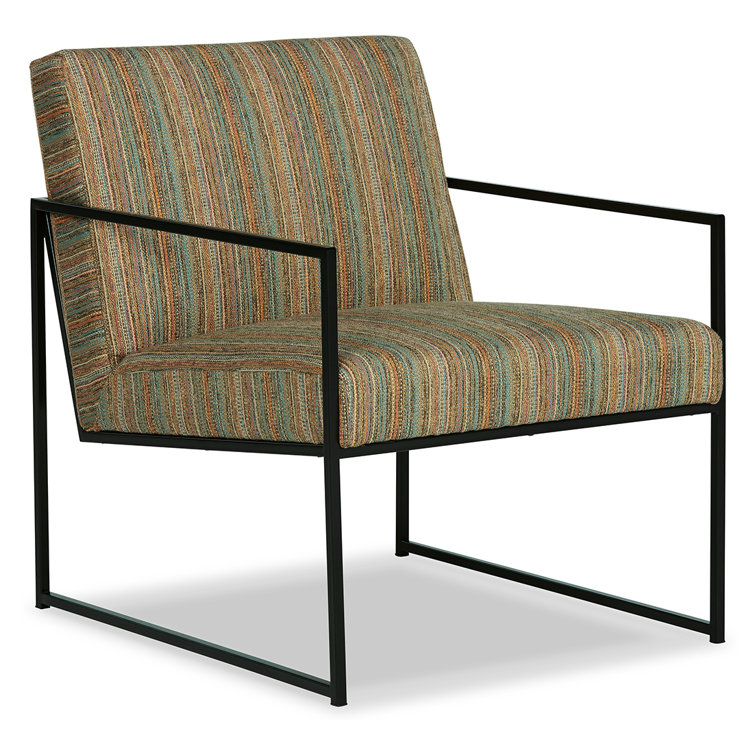 Contemporary Aniak Velvet Accent Chair in Blue and Beige
