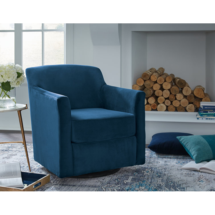 Modern Blue Spot Velvet 29" Swivel Accent Chair