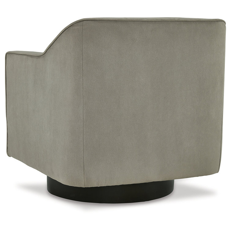 Putty Faux Leather Swivel Accent Chair with Metal Base