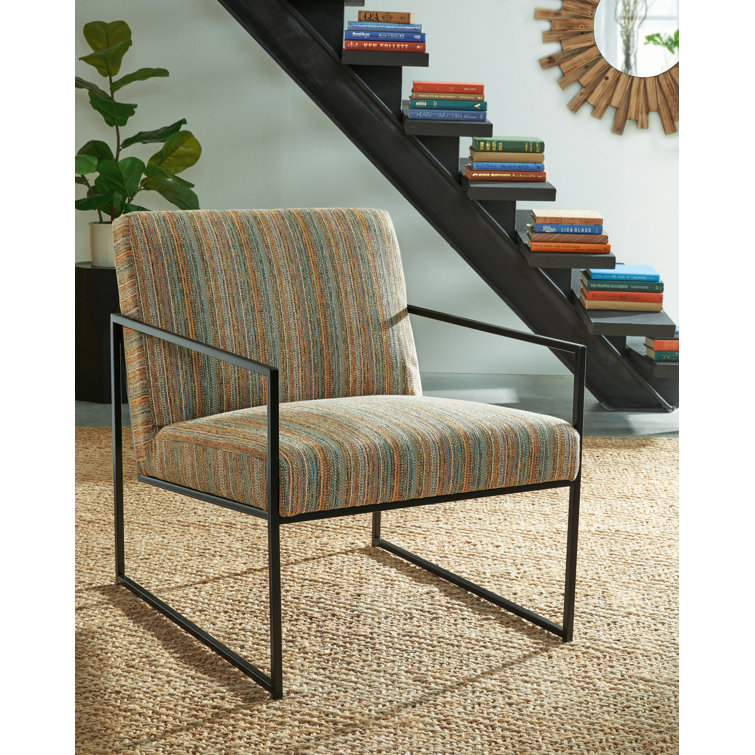 Contemporary Aniak Velvet Accent Chair in Blue and Beige