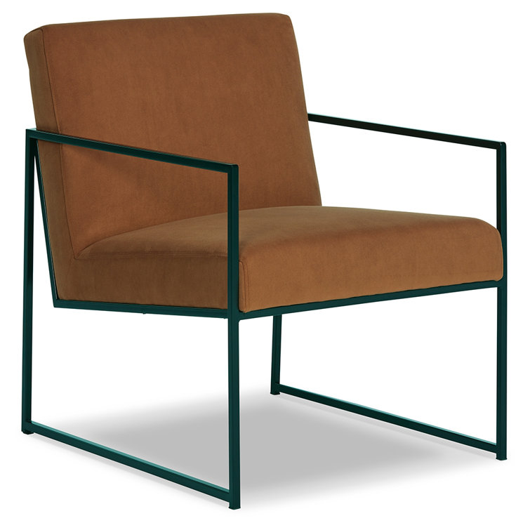 Spice-Hued Velvet Contemporary Accent Chair with Metal Frame