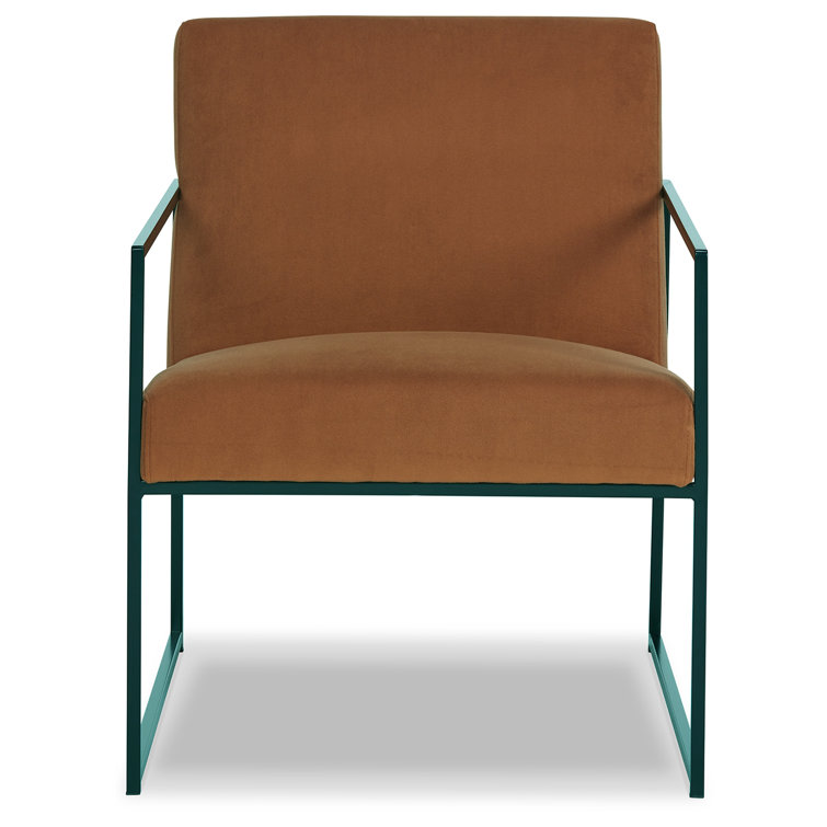 Spice-Hued Velvet Contemporary Accent Chair with Metal Frame