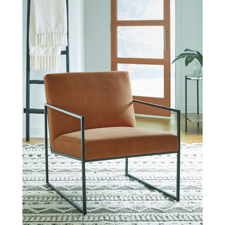 Spice-Hued Velvet Contemporary Accent Chair with Metal Frame