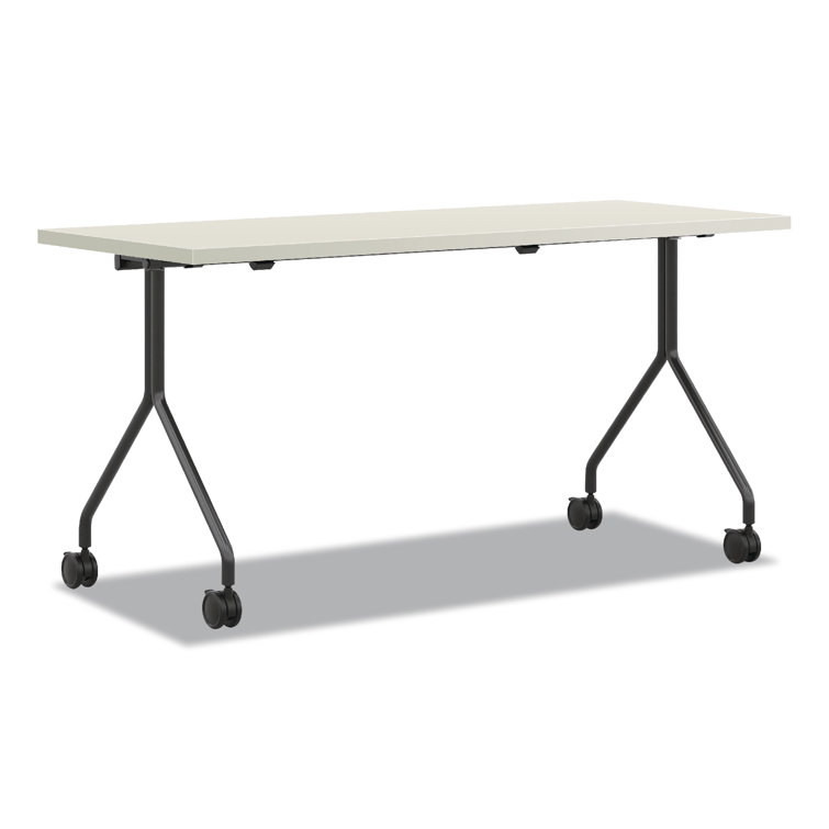 Black Rectangular Mobile Nesting Table with Lockable Casters