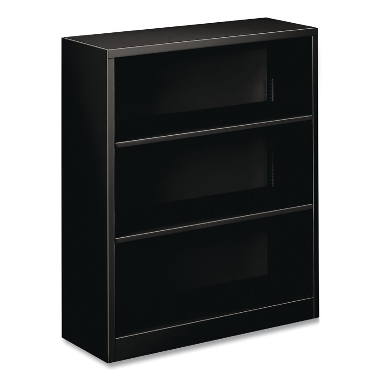 Adjustable 3-Shelf Black Steel Bookcase - 34.5" W