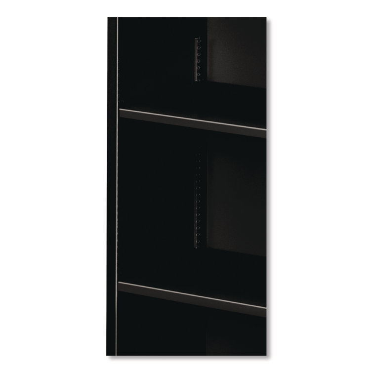 Adjustable 3-Shelf Black Steel Bookcase - 34.5" W