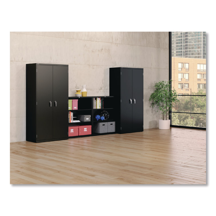 Adjustable 3-Shelf Black Steel Bookcase - 34.5" W