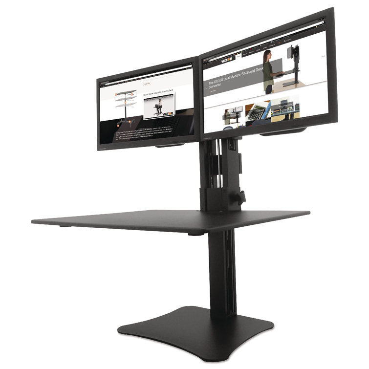 ElevatePro 28" Black Wood and Steel Dual Monitor Standing Desk Converter
