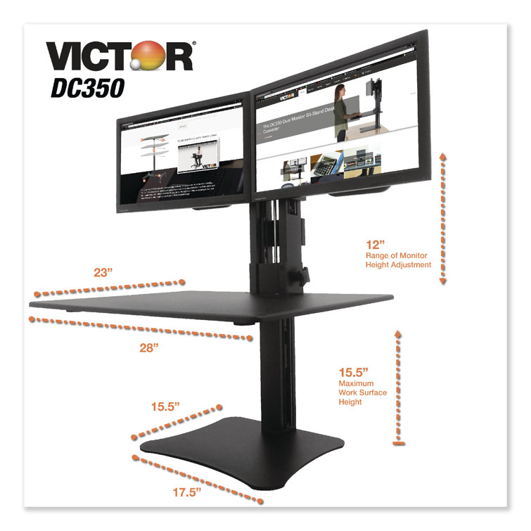 ElevatePro 28" Black Wood and Steel Dual Monitor Standing Desk Converter