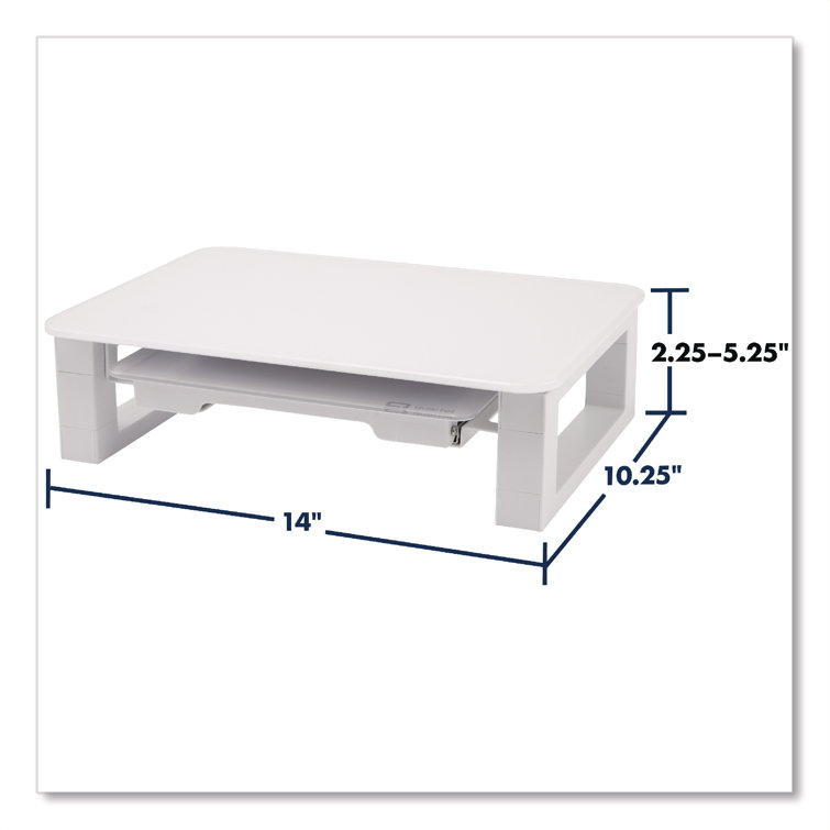 White Tempered Glass Adjustable Desktop Monitor Stand with Dry-Erase Board