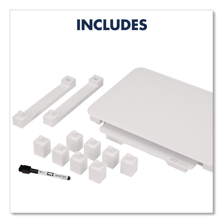 White Tempered Glass Adjustable Desktop Monitor Stand with Dry-Erase Board