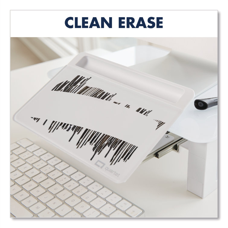 White Tempered Glass Adjustable Desktop Monitor Stand with Dry-Erase Board