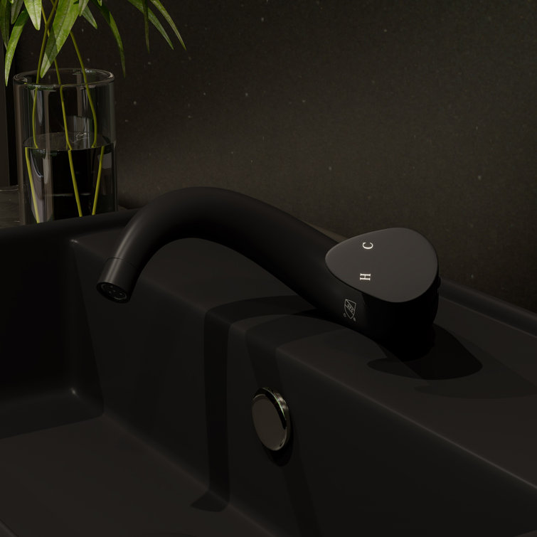 Matte Black Single-Handle Bathroom Faucet with Wave Design