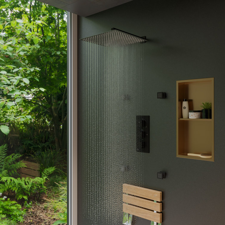 Brushed Gold Stainless Steel Double Shelf Shower Niche