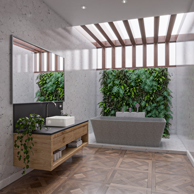 71'' Gray Matte Concrete Rectangular Freestanding Bathtub