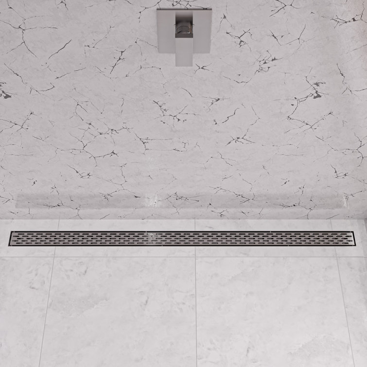 59'' Brushed Stainless Steel Linear Shower Drain with Groove Holes