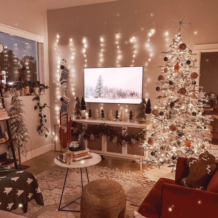 7.5' White Pine Artificial Christmas Tree with LED Lights