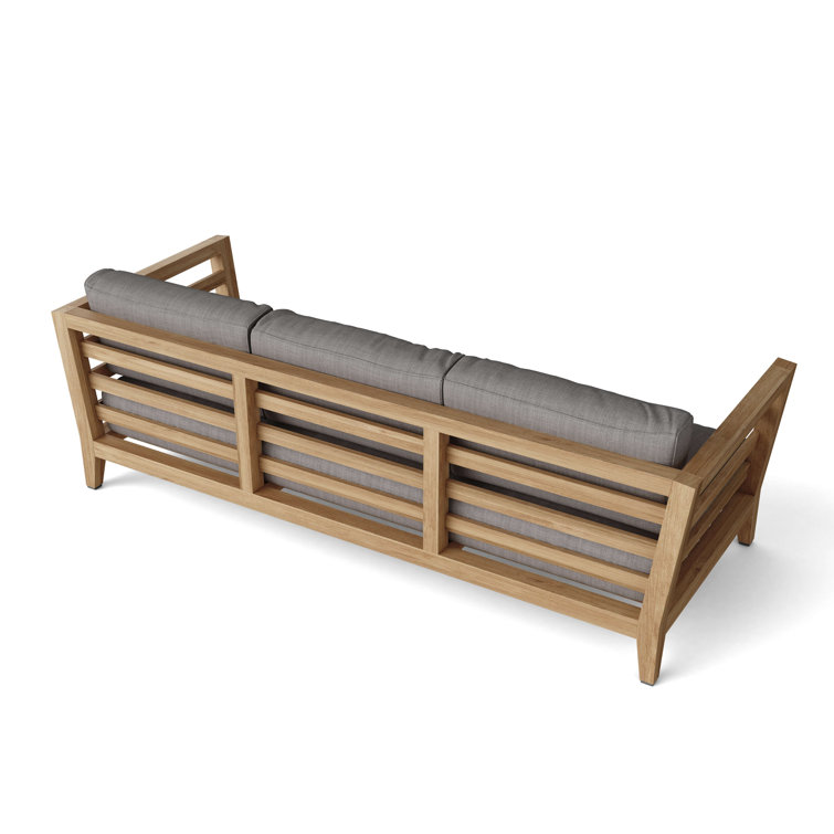 Cordoba 4-Piece Teak Outdoor Conversation Set with Gray Cushions