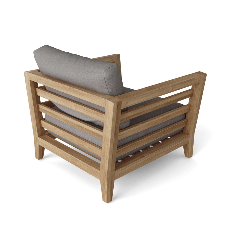 Cordoba 4-Piece Teak Outdoor Conversation Set with Gray Cushions