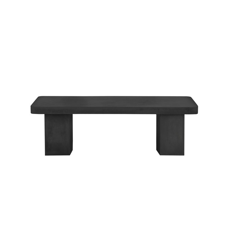 Maximus Black Concrete Outdoor Bench, 16" H x 47" W x 18" D