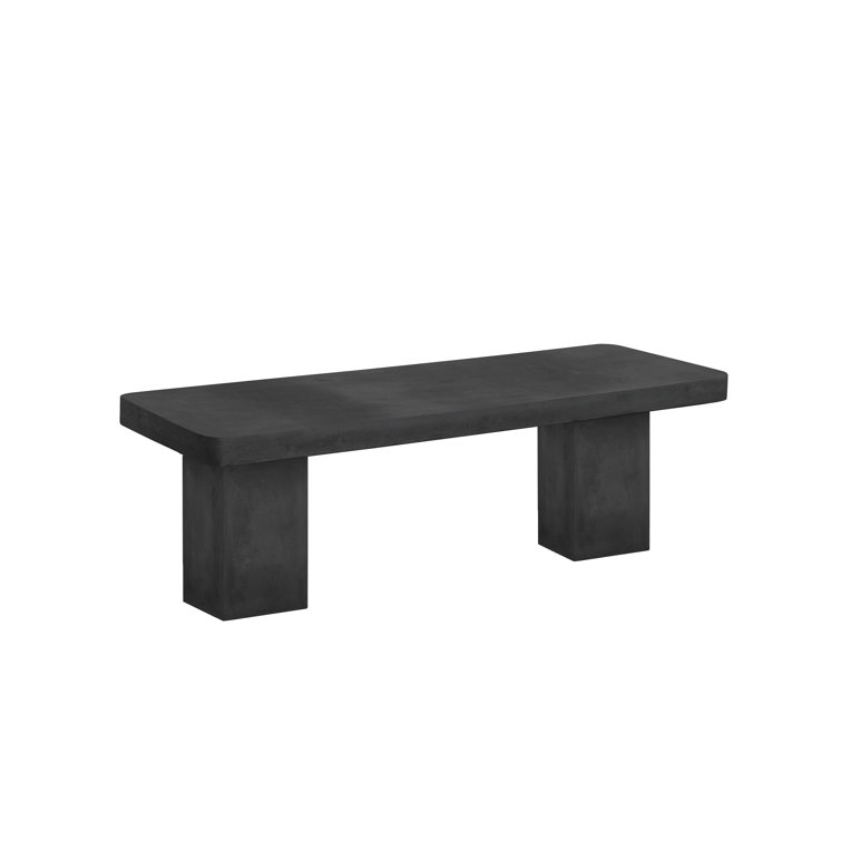 Maximus Black Concrete Outdoor Bench, 16" H x 47" W x 18" D