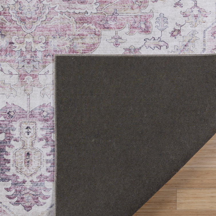 Soha Pink Rectangular Synthetic Washable Area Rug 6' x 9'