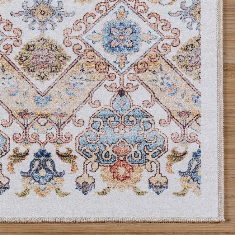 Tanis Ivory Moroccan Bohemian Washable Area Rug, 8x10