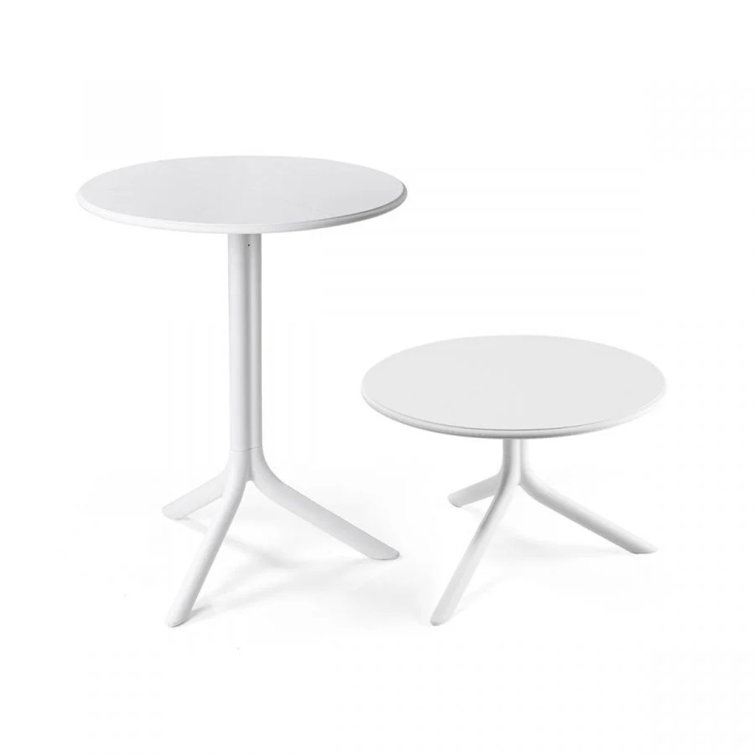 White Adjustable Height Fiberglass Resin Round Table