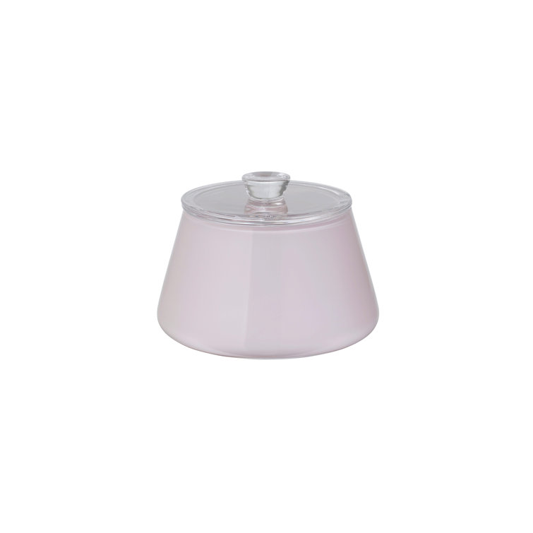 Opalescent Pink Glass Candy Bowl with Clear Lid