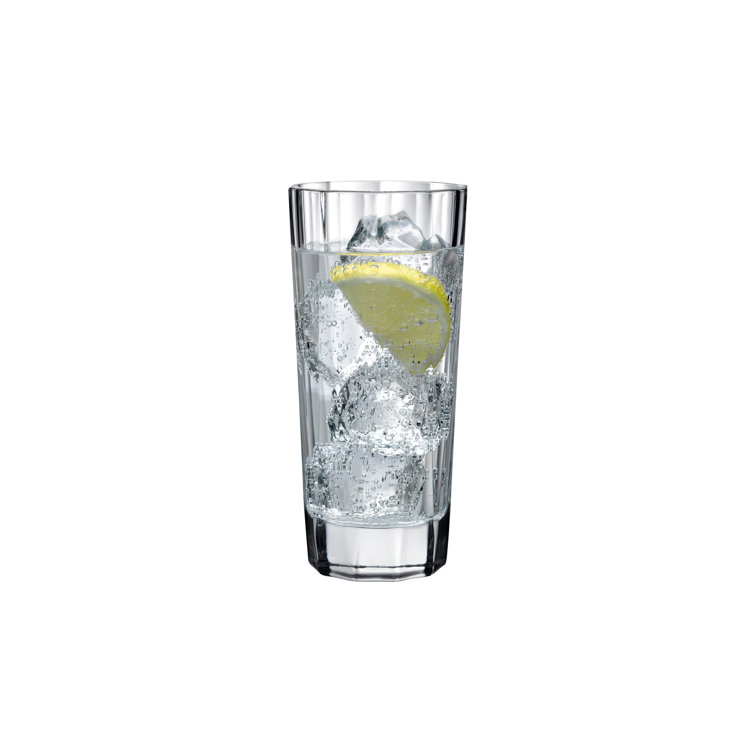 Clear Lead-Free Crystal Highball Glass Set with Ridges, 4-Piece