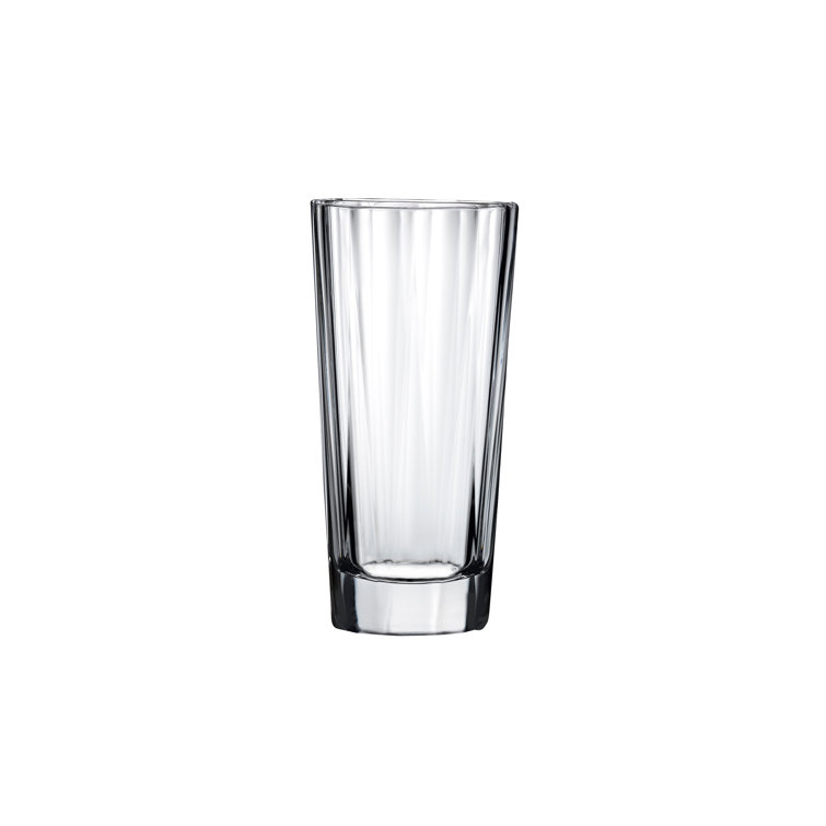 Clear Lead-Free Crystal Highball Glass Set with Ridges, 4-Piece