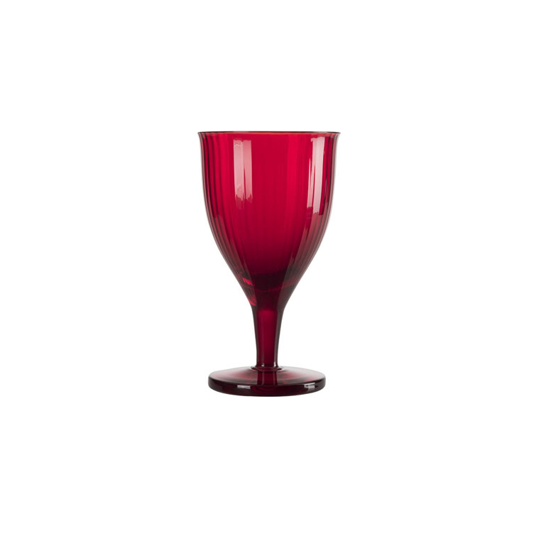Omnia Bey Ribbed Red Crystal Wine Glass Set of 4