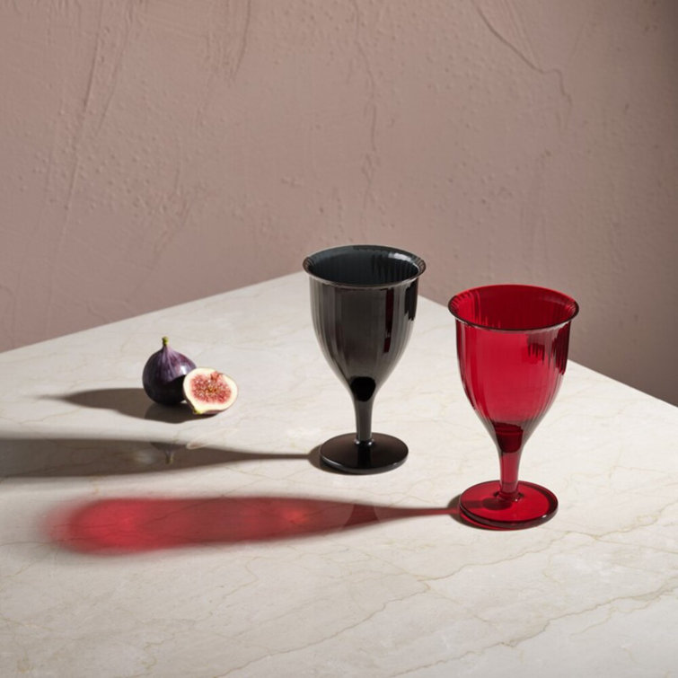 Omnia Bey Ribbed Red Crystal Wine Glass Set of 4