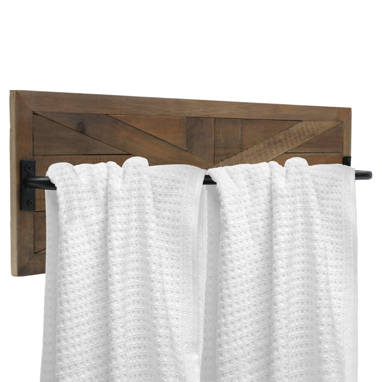 Rustic Barn Wood Wall Mounted Towel Rack with Matte Black Bar