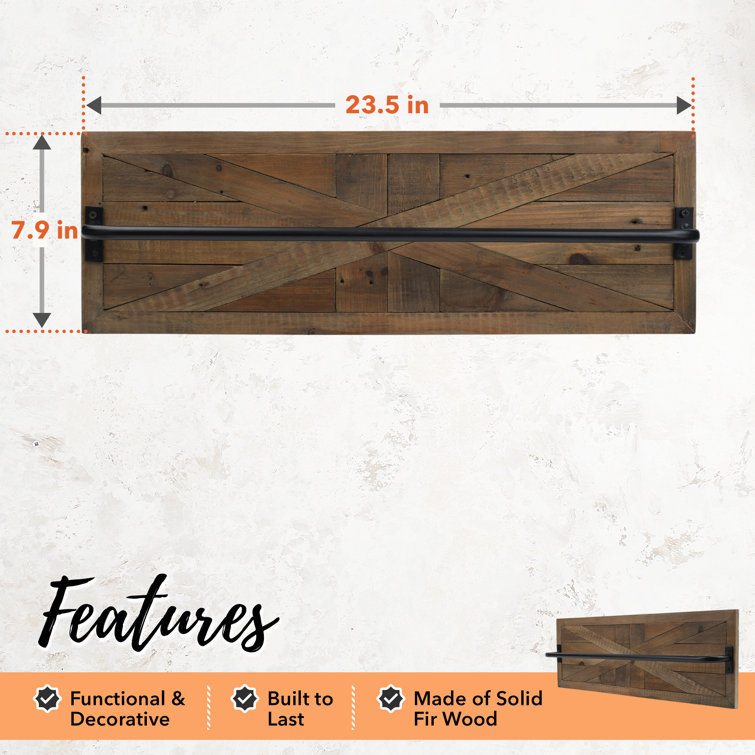 Rustic Barn Wood Wall Mounted Towel Rack with Matte Black Bar
