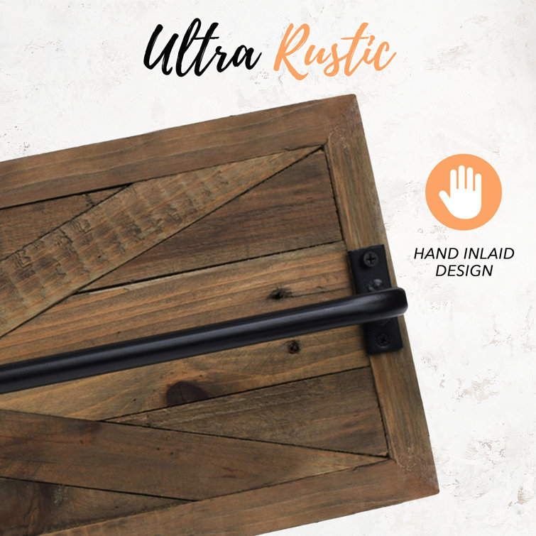 Rustic Barn Wood Wall Mounted Towel Rack with Matte Black Bar