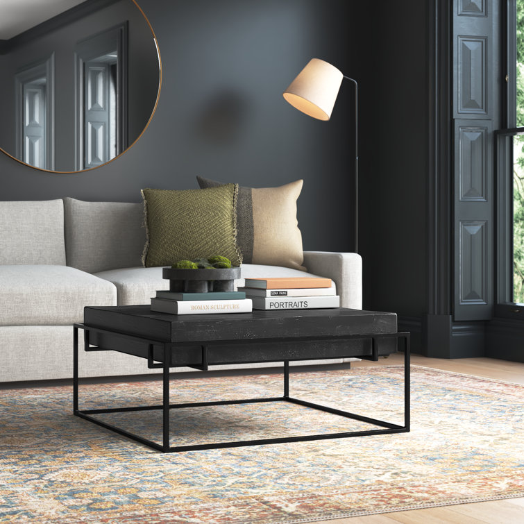 Telone Dark Oxidized Black Cast Aluminum and Iron Coffee Table