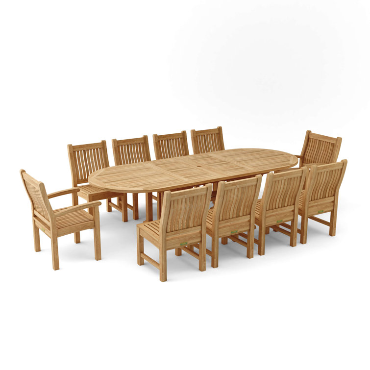 Natural Teak 8-Person Oval Extension Dining Set