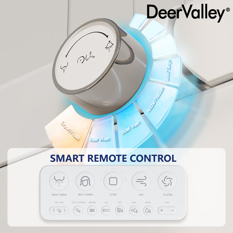 White Elongated Smart Toilet with Heated Seat and Dryer