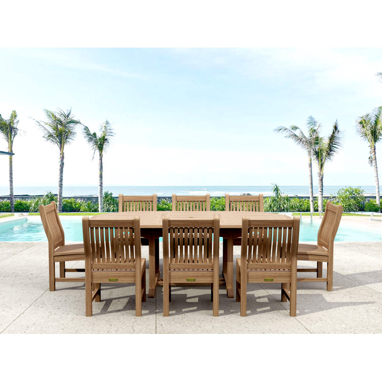 Natural Teak 8-Person Oval Outdoor Dining Set