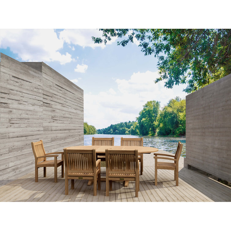 Natural Teak 6-Person Oval Outdoor Dining Set