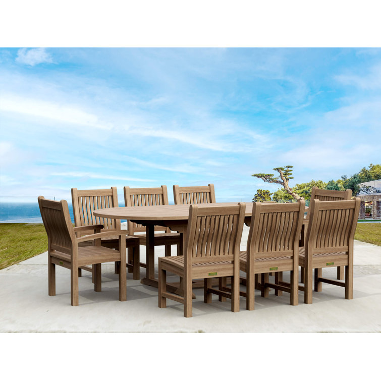 Natural Teak 8-Person Oval Outdoor Dining Set