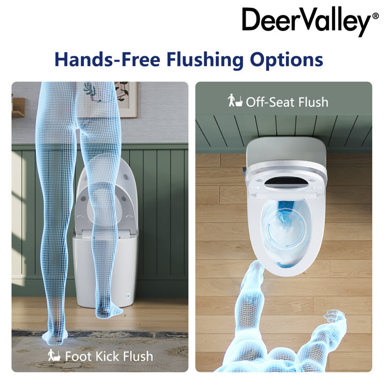 White Elongated High Efficiency Smart Toilet with Heated Seat