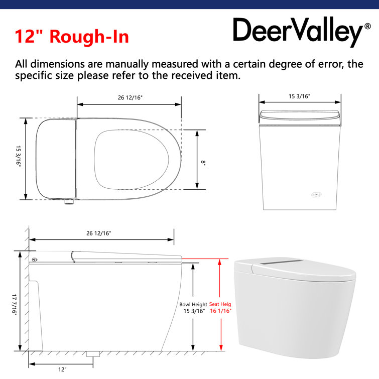 White Elongated High Efficiency Smart Toilet with Heated Seat