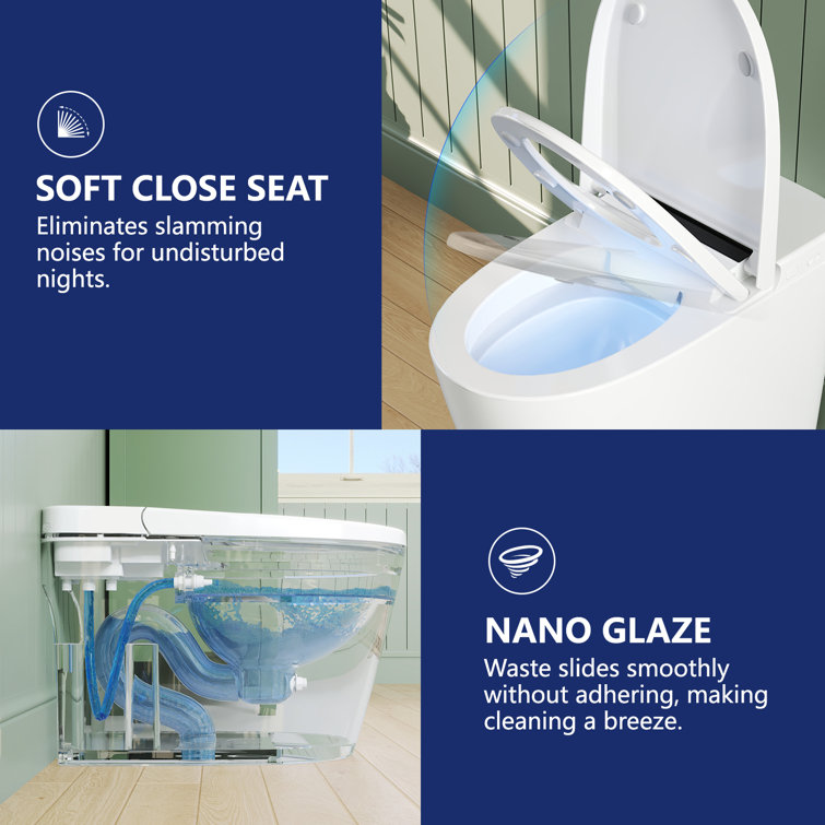 White Elongated High Efficiency Smart Toilet with Heated Seat